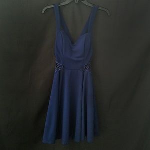 Navy Dress with lace side cutouts